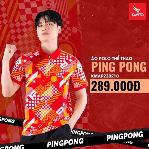 áo Kamito ping pong mẫu mới 2023 màu đỏ